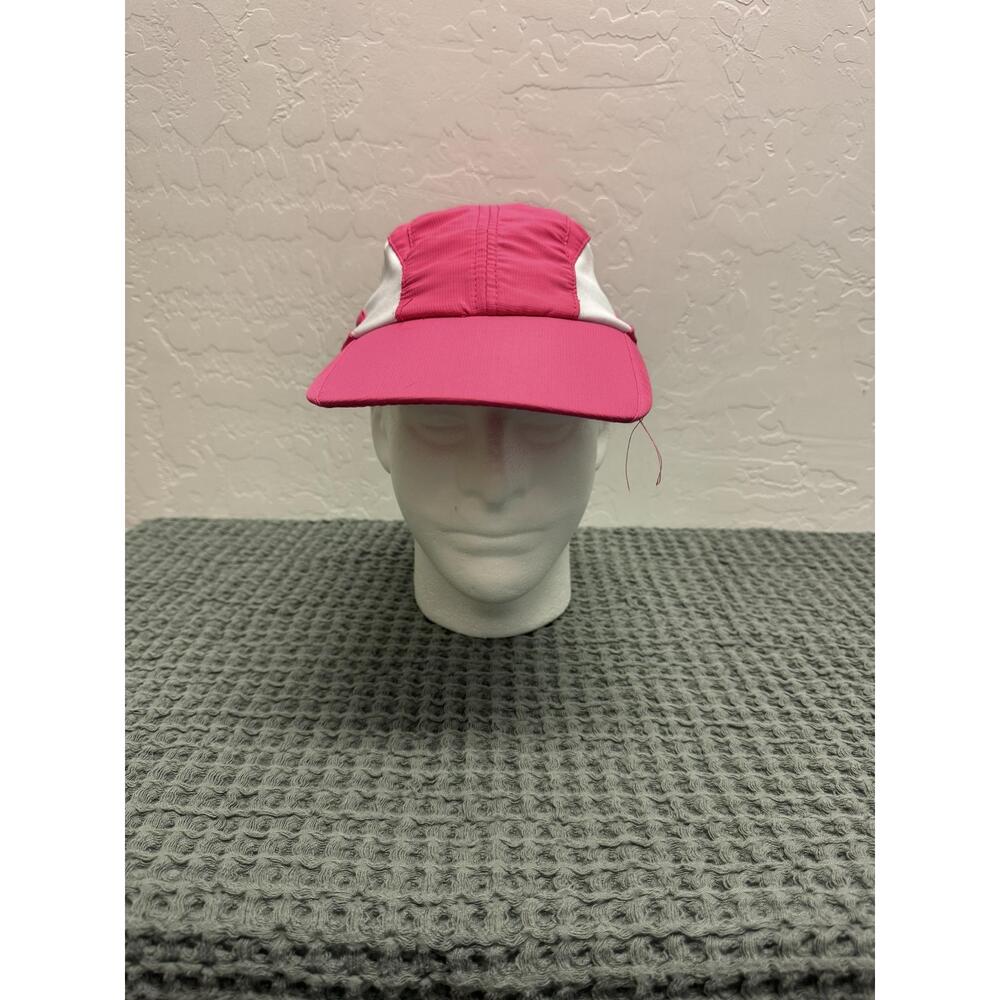 National Running Center Pink White Wide Brim Sports Cap Hat Good Condition